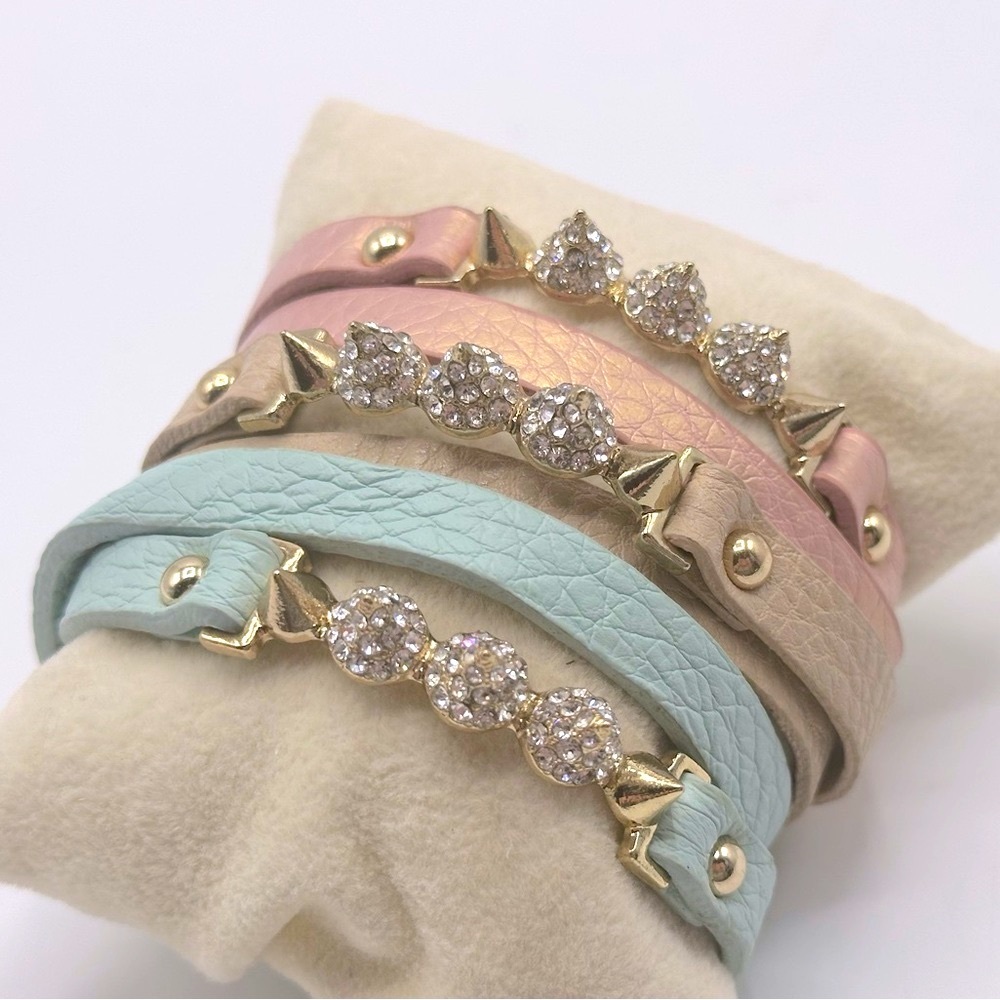 Crystal Spike‎ Cuff Wrap Bracelet in Teal Blue